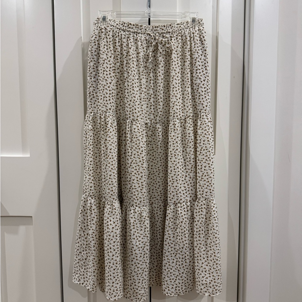 Floral Cream Maxi Skirt